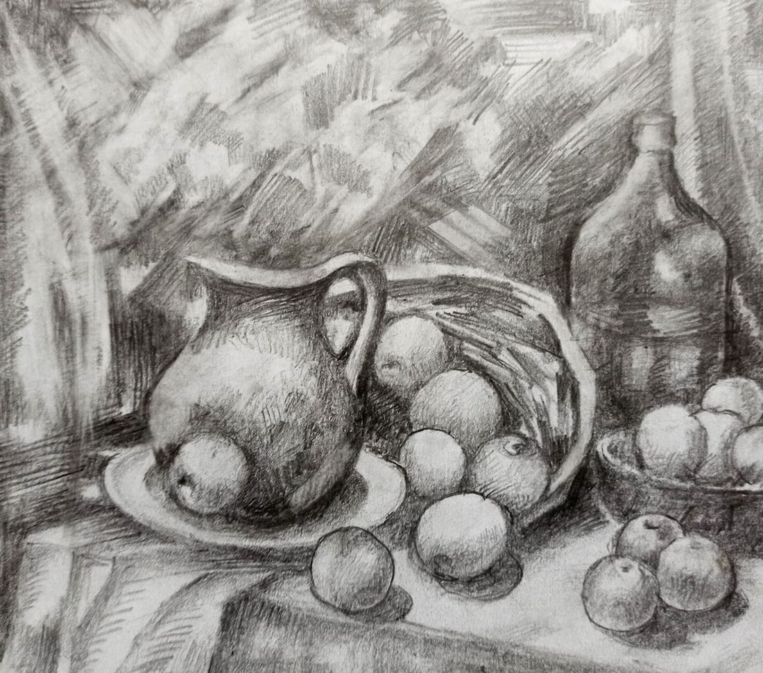 Pencil painting Still life Peter Tovpev: Title: Pencil painting Still life Peter Tovpev Description: NoDobr 465 *** ABOUT THIS PAINTING *** * TITLE: "Still life" * ARTISTS: Peter Tovpev * SIZE: 18x20 cm/'7.08x7.87 inches' * MEDIUM: pencil,