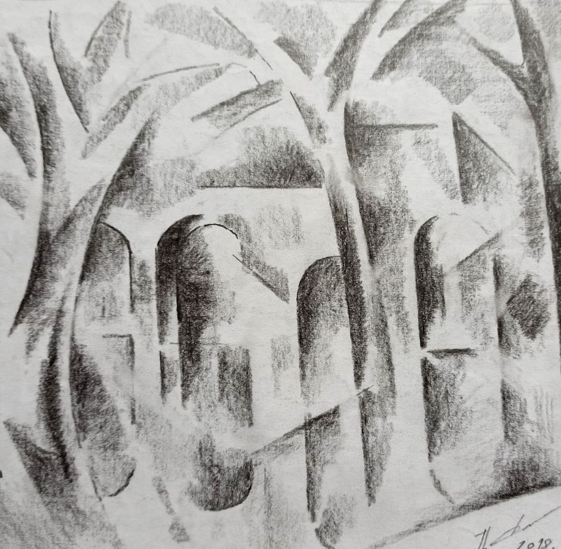 Abstract pencil painting Aqueduct Peter Tovpev (1 of 4)