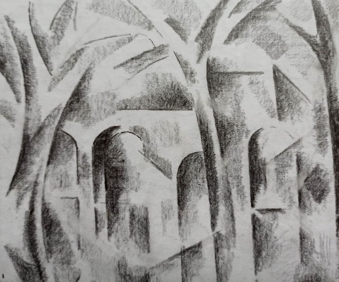 Abstract pencil painting Aqueduct Peter Tovpev - 2