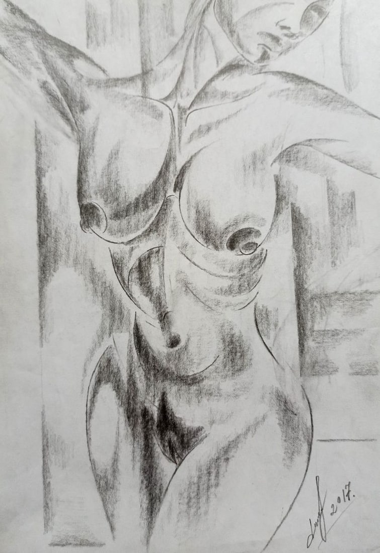 Abstract pencil painting Portrait of a naked girl Peter Tovpev: Title: Abstract pencil painting Portrait of a naked girl Peter Tovpev Description: NoDobr 475 *** ABOUT THIS PAINTING *** * TITLE: "Portrait of a naked girl" * ARTISTS: Peter Tovpev * SIZE: 30x23 cm/'