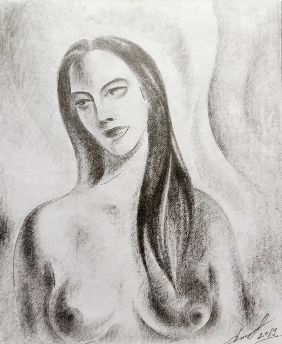 Abstract pencil painting Portrait of a naked girl Peter Tovpev: Title: Abstract pencil painting Portrait of a naked girl Peter Tovpev Description: NoDobr 476 *** ABOUT THIS PAINTING *** * TITLE: "Portrait of a naked girl" * ARTISTS: Peter Tovpev * SIZE: 21x18 cm/'