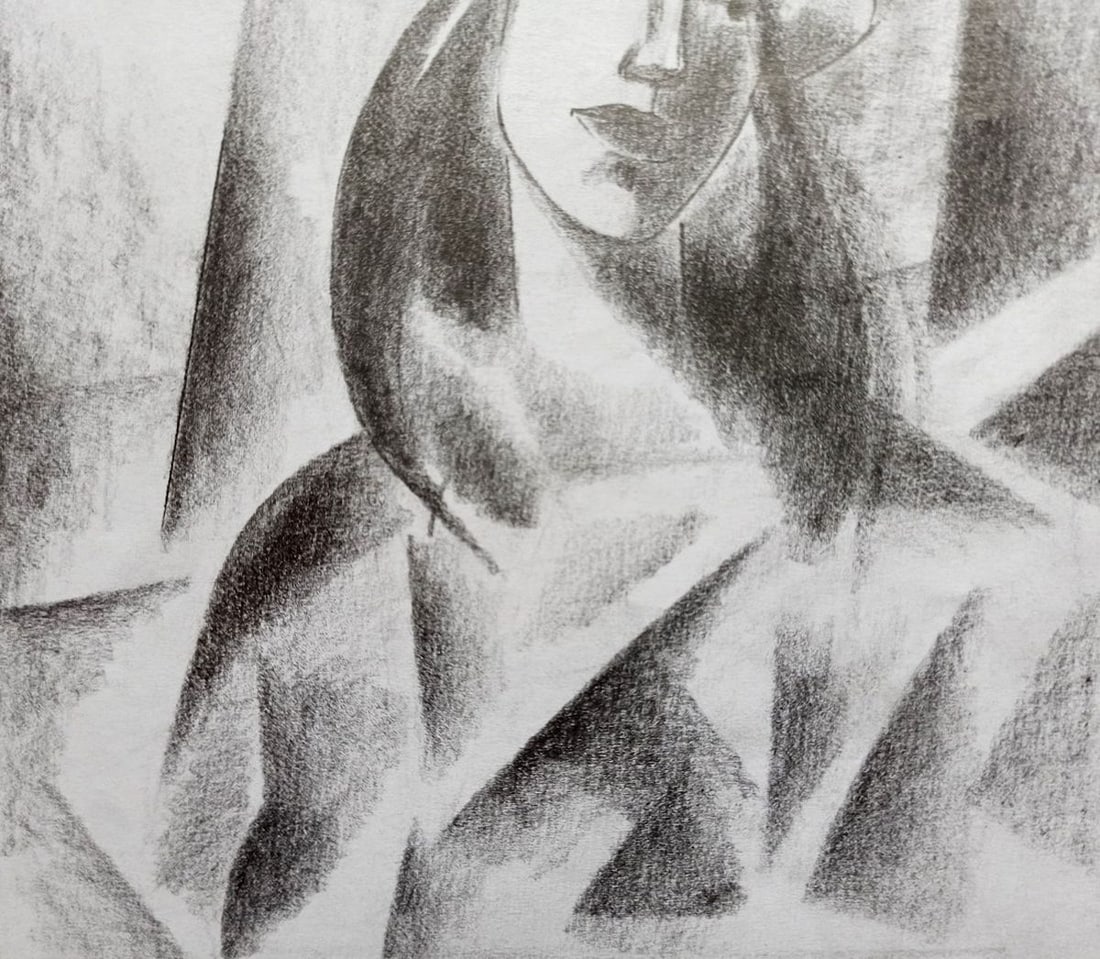 Abstract pencil painting Portrait of a girl Peter Tovpev - 3