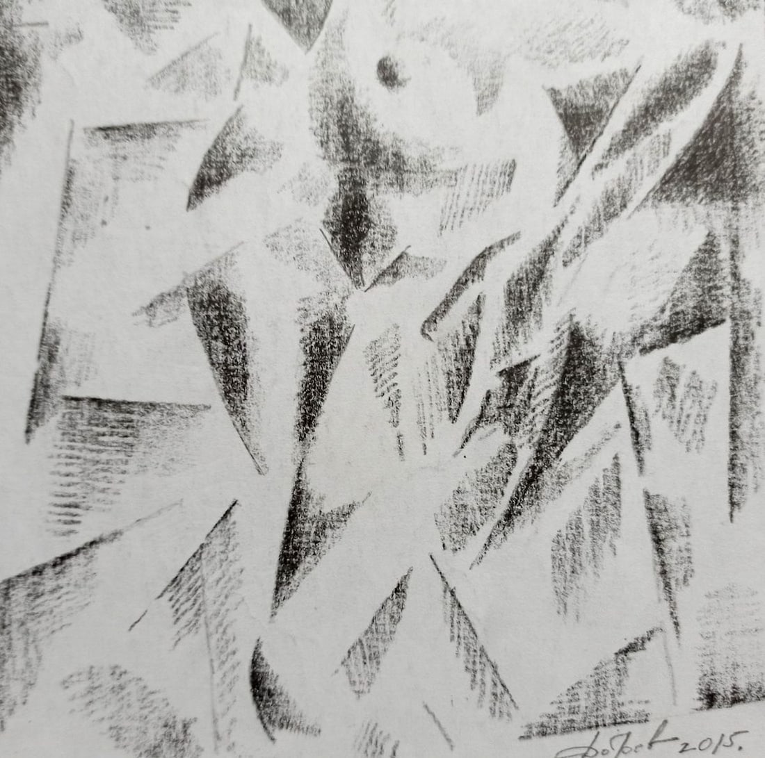 Abstract pencil painting Portrait of a naked girl Peter Tovpev - 3