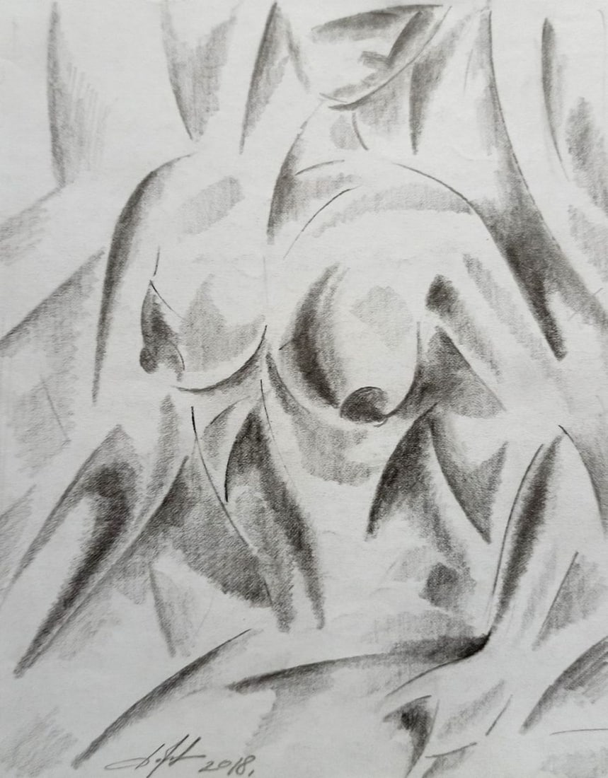 Abstract pencil painting Portrait of a naked girl Peter Tovpev: Title: Abstract pencil painting Portrait of a naked girl Peter Tovpev Description: NoDobr 482 *** ABOUT THIS PAINTING *** * TITLE: "Portrait of a naked girl" * ARTISTS: Peter Tovpev * SIZE: 21x20 cm/'