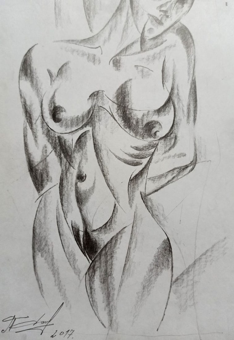 Abstract pencil painting Portrait of a naked girl Peter Tovpev: Title: Abstract pencil painting Portrait of a naked girl Peter Tovpev Description: NoDobr 486 *** ABOUT THIS PAINTING *** * TITLE: "Portrait of a naked girl" * ARTISTS: Peter Tovpev * SIZE: 30x23 cm/'