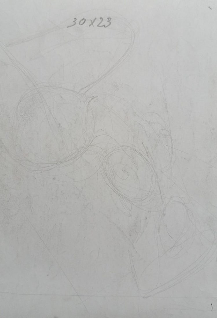 Abstract pencil painting Portrait of a naked girl Peter Tovpev - 4