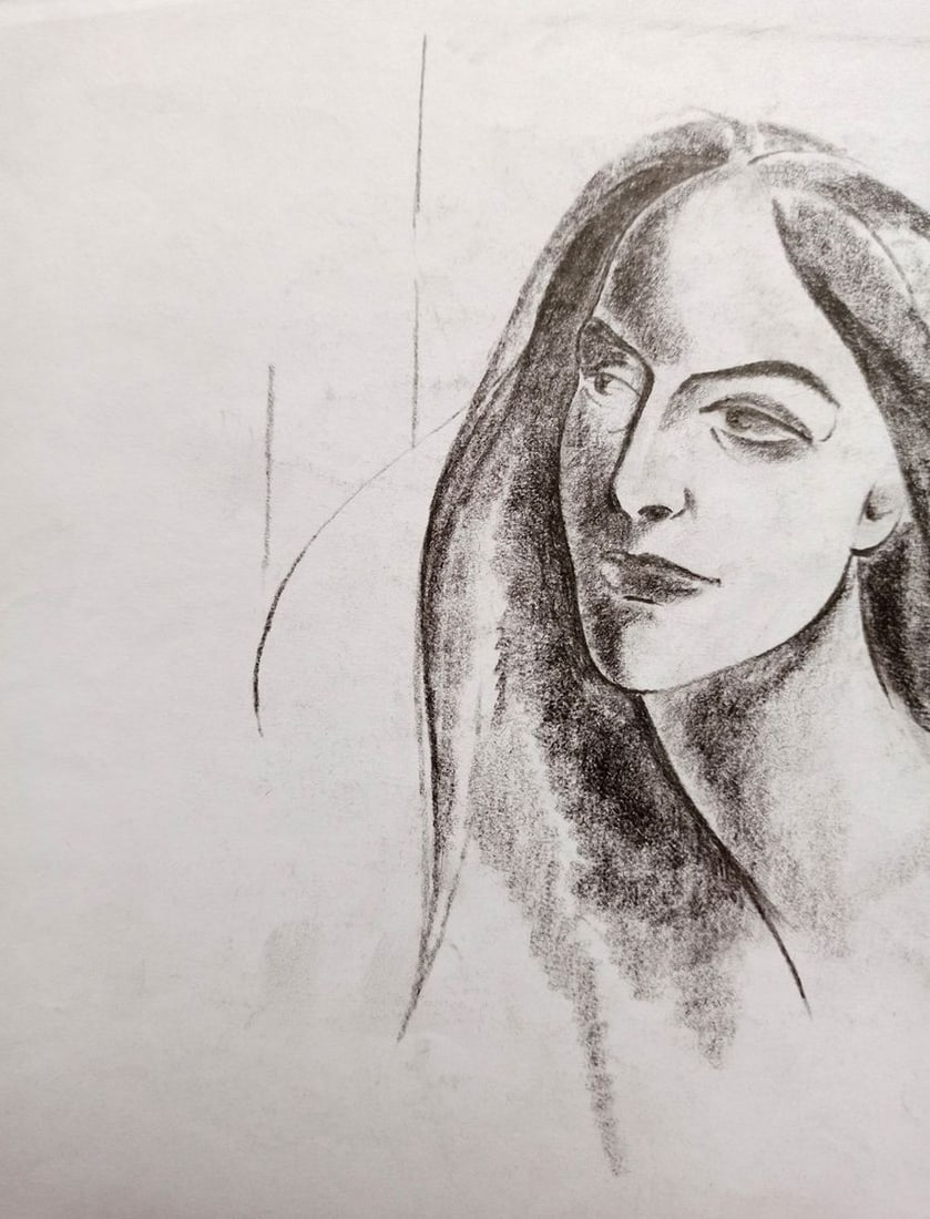 Abstract pencil painting Portrait of a girl Peter Tovpev - 2