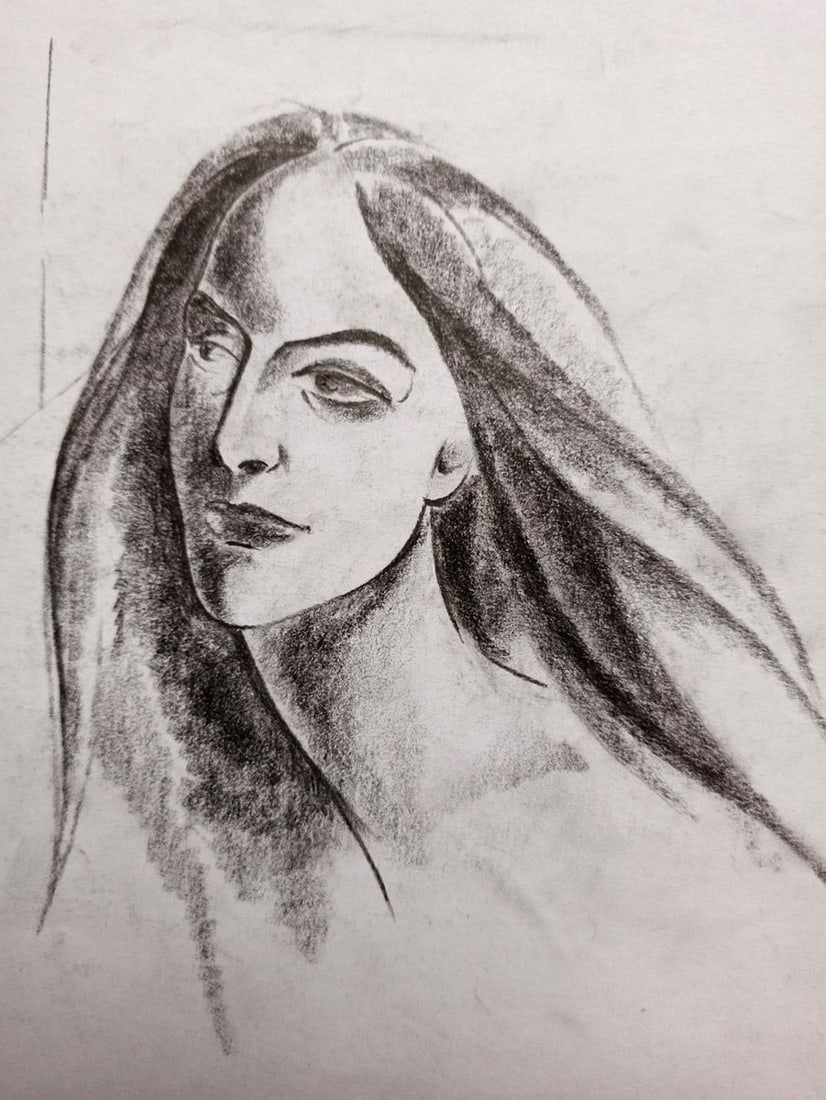 Abstract pencil painting Portrait of a girl Peter Tovpev - 3