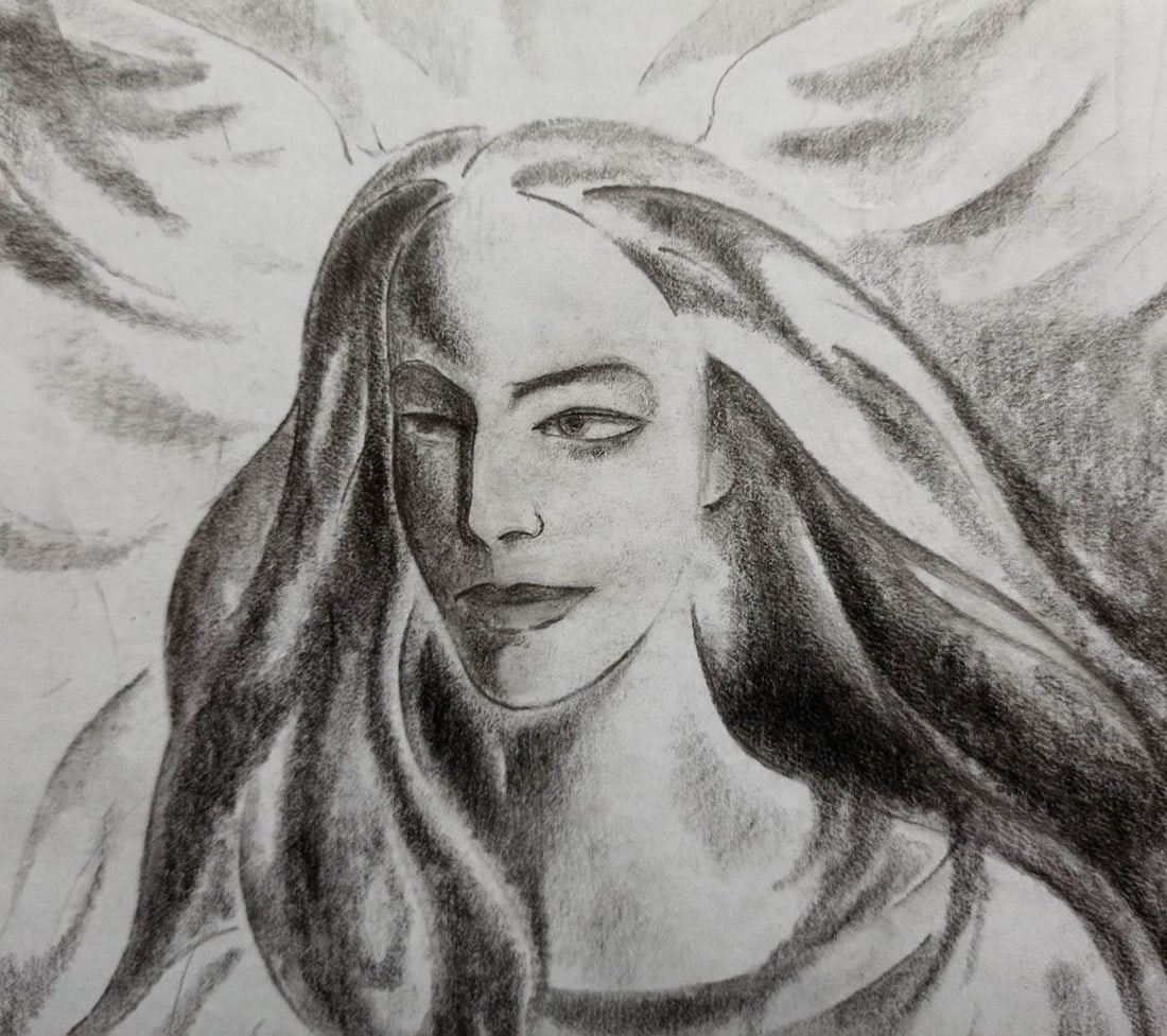 Abstract pencil painting Portrait of a girl Peter Tovpev - 2