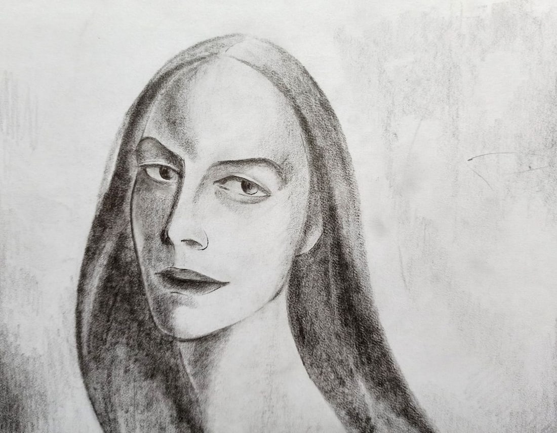 Abstract pencil painting Portrait of a girl Peter Tovpev - 2