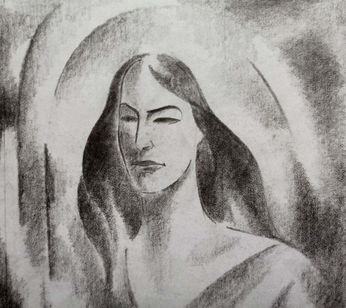 Abstract pencil painting Portrait of a girl Peter Tovpev - 2