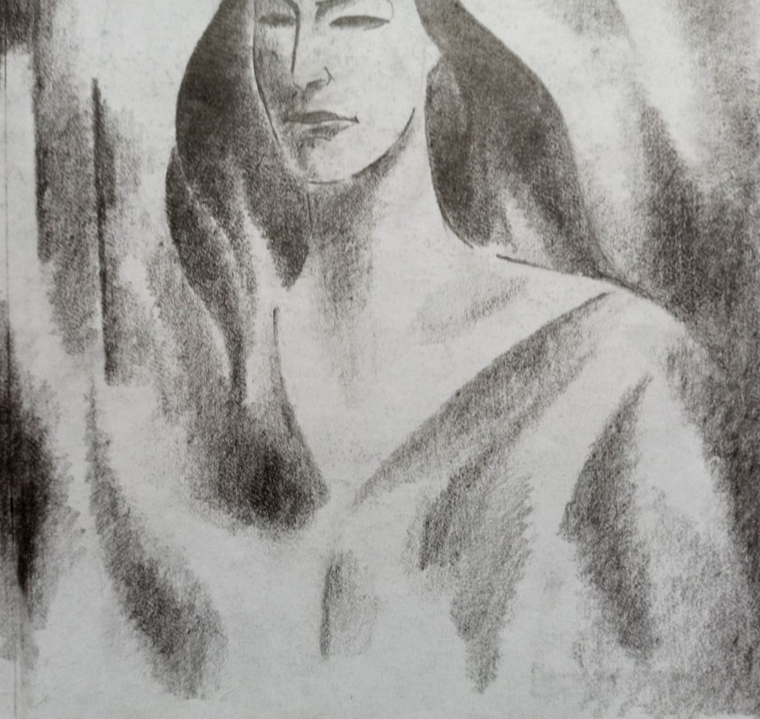Abstract pencil painting Portrait of a girl Peter Tovpev - 3