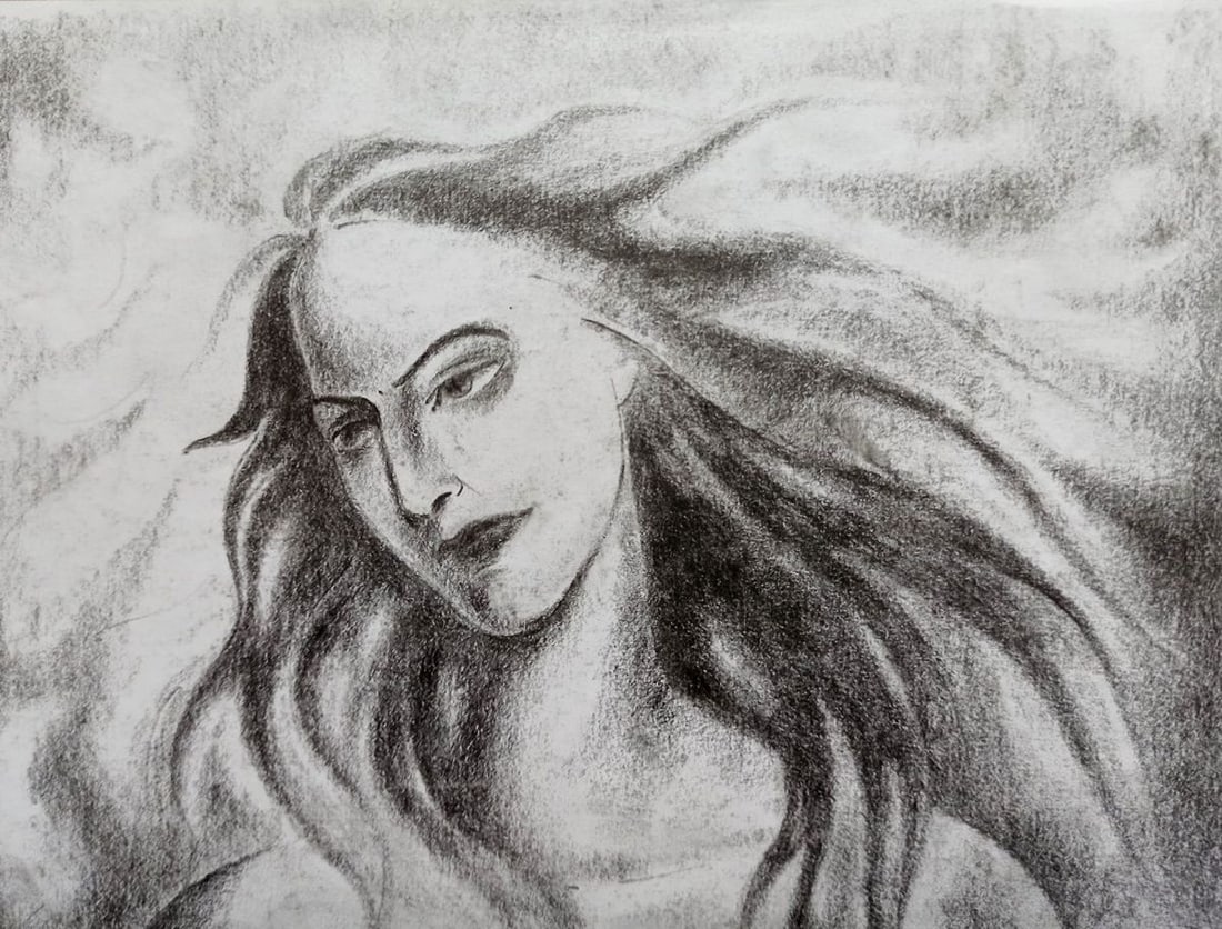 Abstract pencil painting Portrait of a girl Peter Tovpev - 2