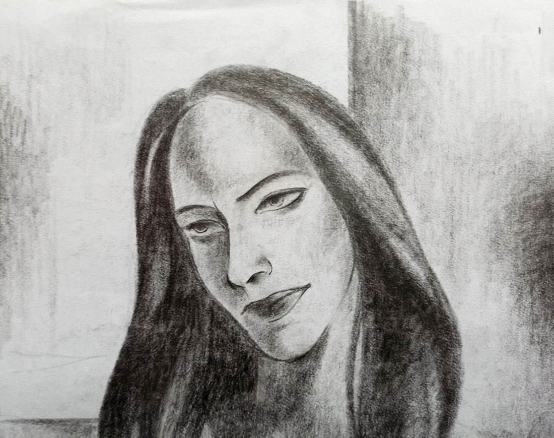 Abstract pencil painting Portrait of a girl Peter Tovpev - 2