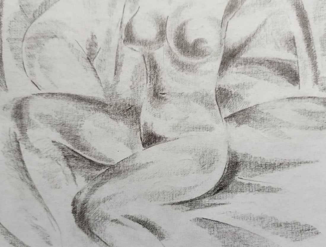 Abstract pencil painting Bather Peter Tovpev - 3