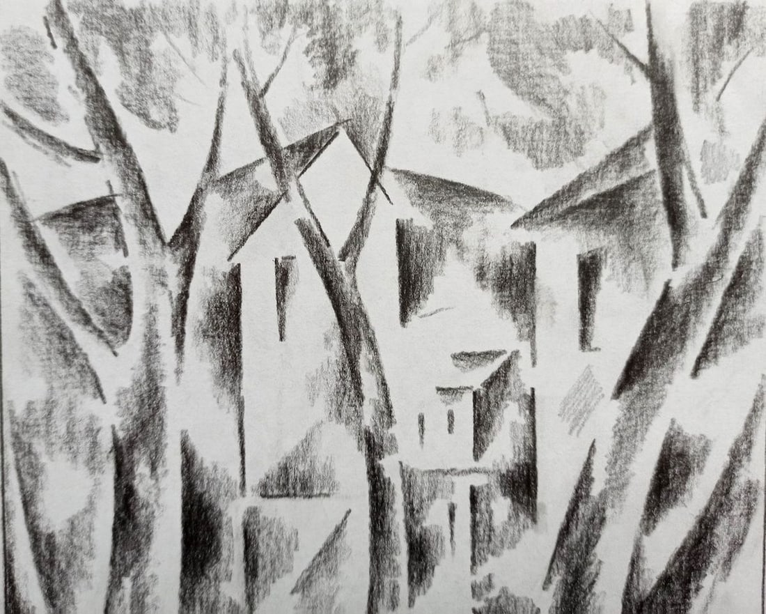 Abstract pencil painting Spring flood Peter Tovpev - 2