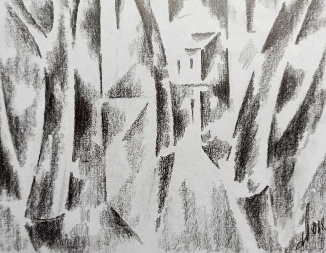 Abstract pencil painting Spring flood Peter Tovpev - 3