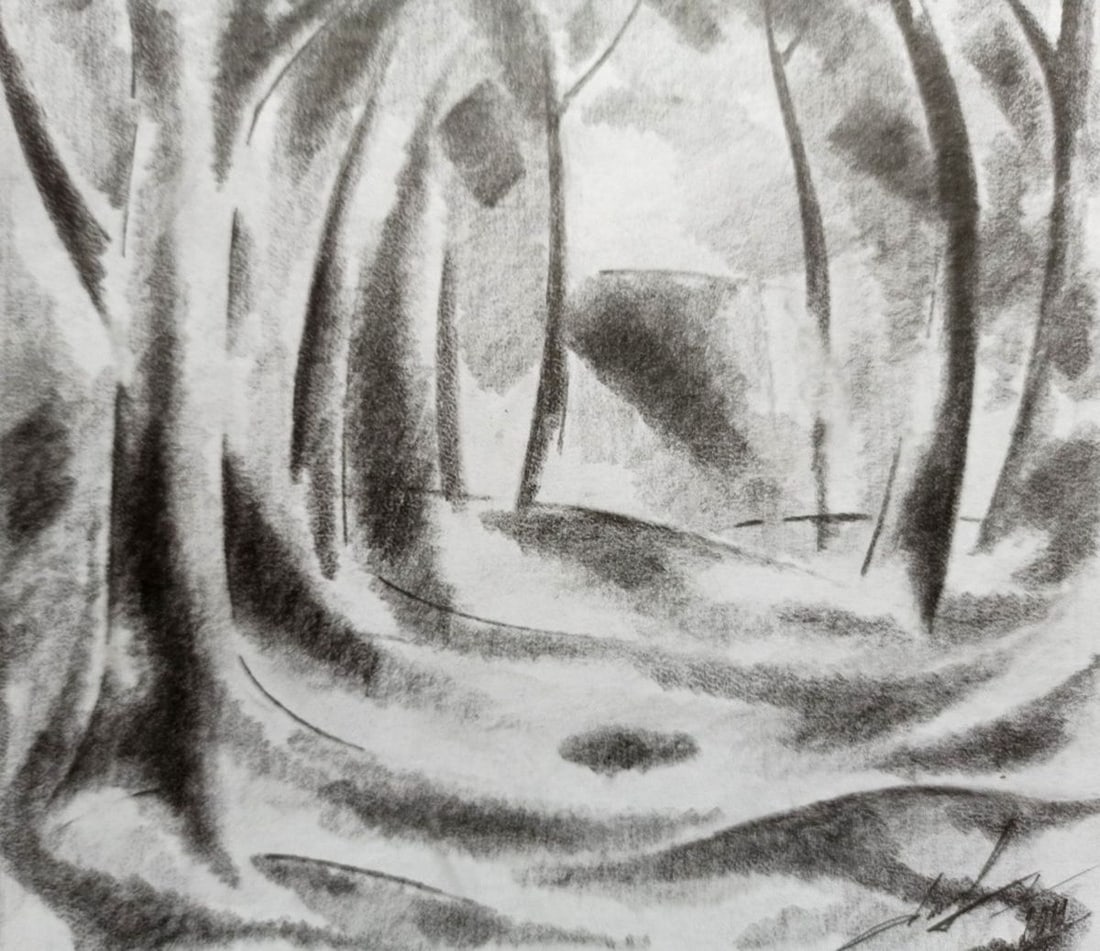 Abstract pencil painting Forest landscape Peter Tovpev - 3