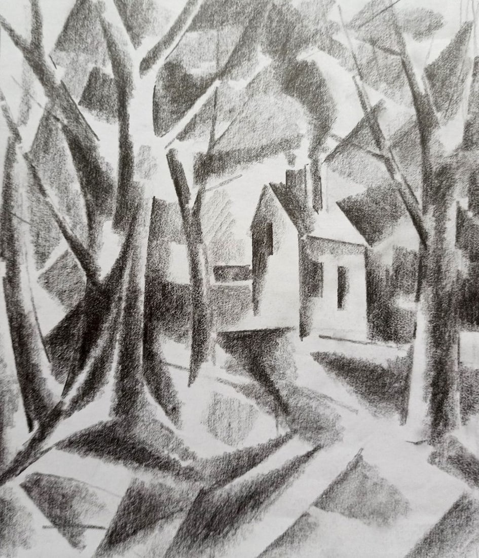Abstract pencil painting Forest landscape Peter Tovpev (1 of 4)