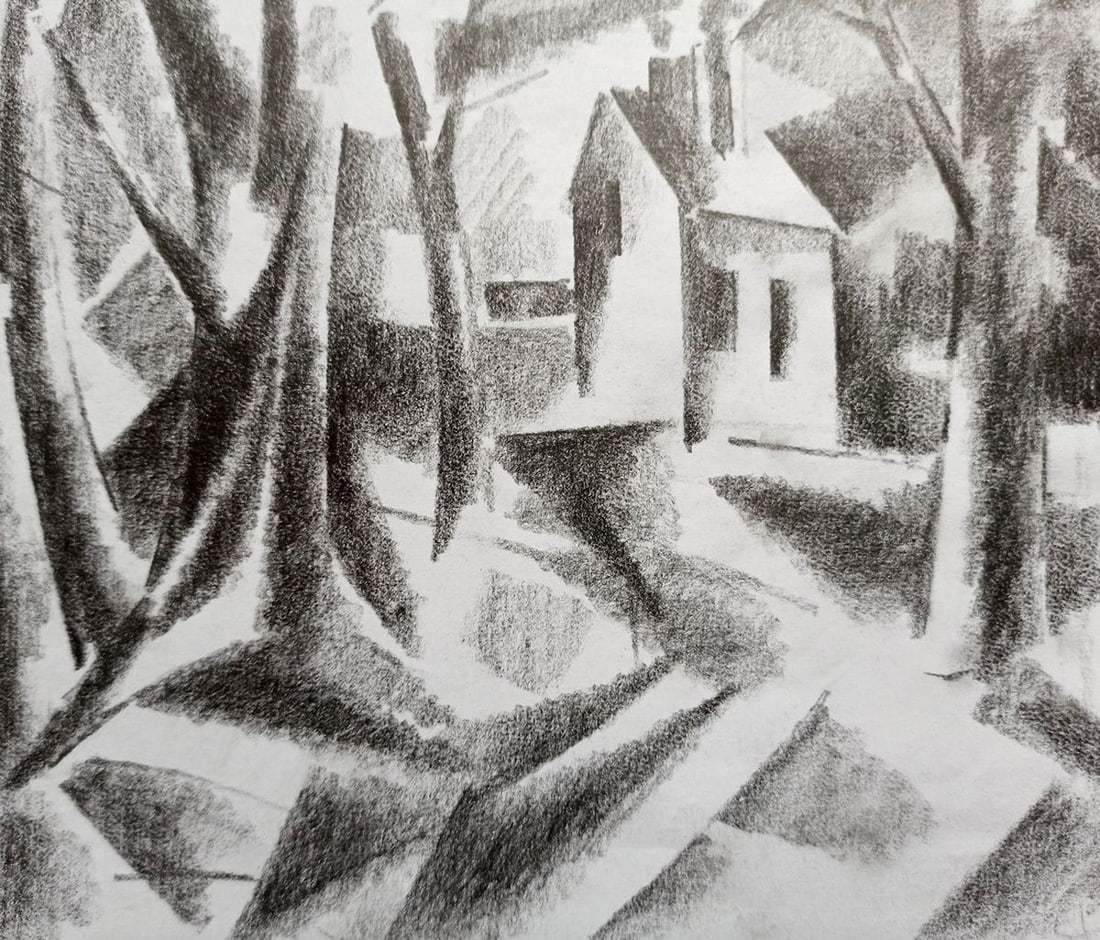 Abstract pencil painting Forest landscape Peter Tovpev - 3
