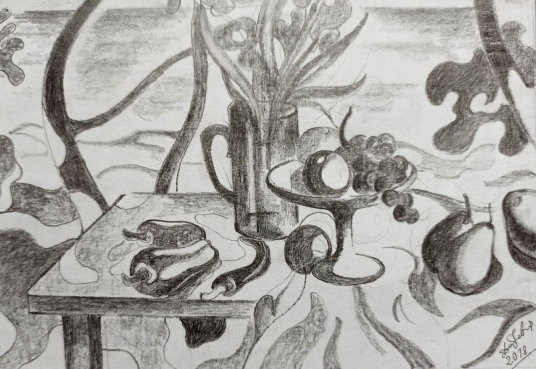Abstract pencil painting Still life Peter Tovpev - 3
