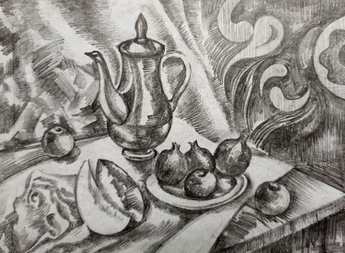 Abstract pencil painting Still life Peter Tovpev - 2