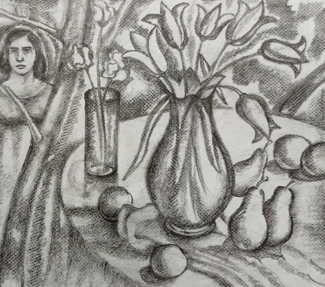 Pencil painting Still life Peter Tovpev: Title: Pencil painting Still life Peter Tovpev Description: NoDobr 507 *** ABOUT THIS PAINTING *** * TITLE: "Still life" * ARTISTS: Peter Tovpev * SIZE: 18x20 cm/'7.08x7.87 inches' * MEDIUM: pencil,