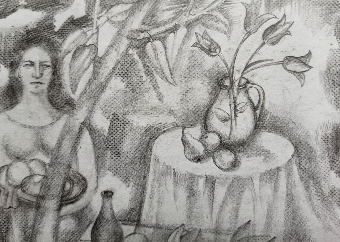 Pencil painting Sweet table Peter Tovpev - 2