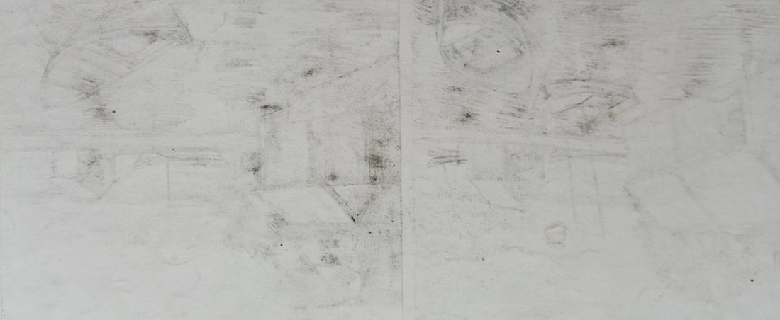 Pencil double painting Boat dock Peter Tovpev - 4