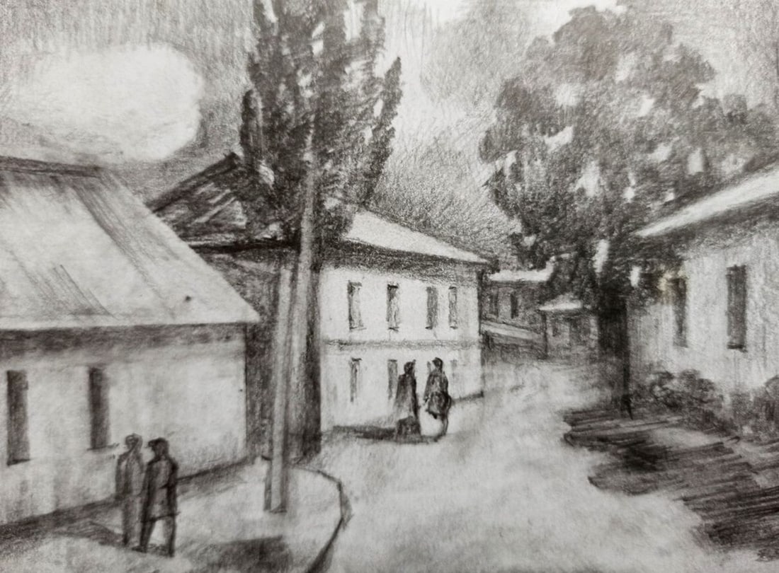 Pencil painting City streets Peter Tovpev - 2