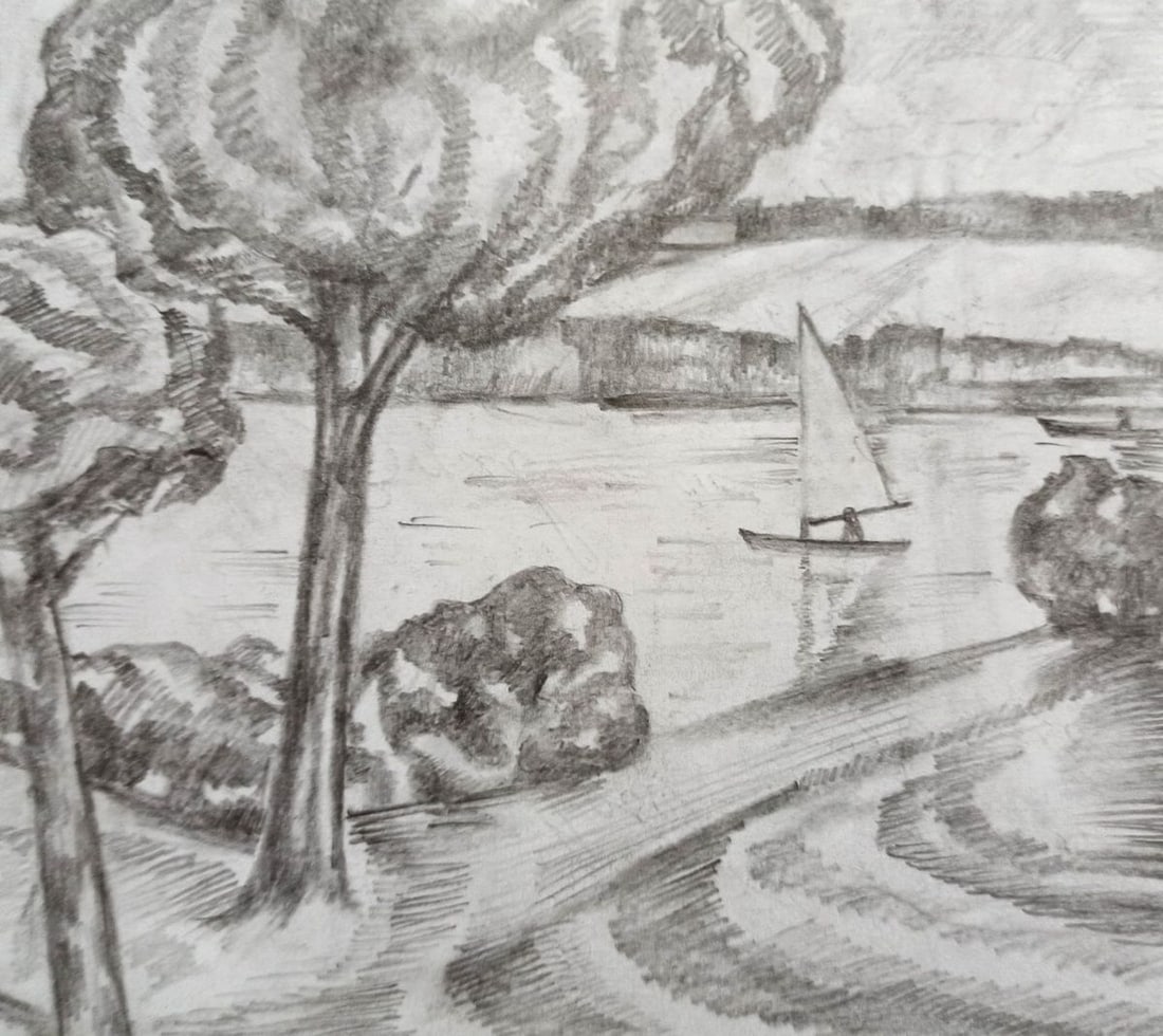 Pencil painting Summer landscape Peter Tovpev (1 of 4)