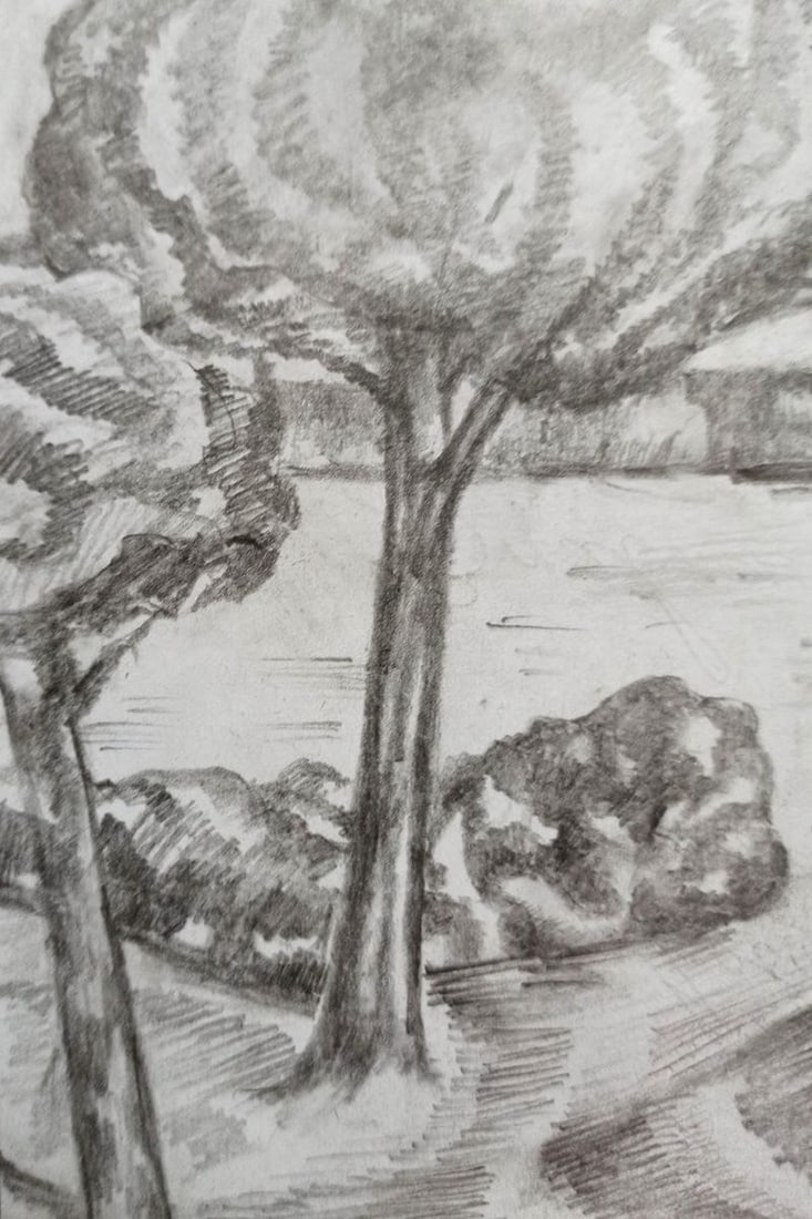 Pencil painting Summer landscape Peter Tovpev - 2