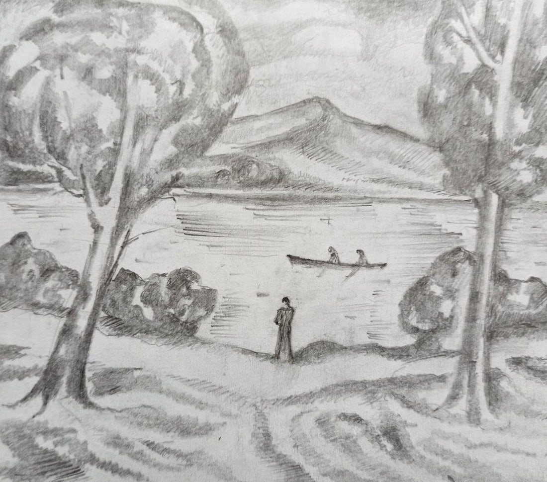 Pencil painting Summer landscape Peter Tovpev (1 of 4)