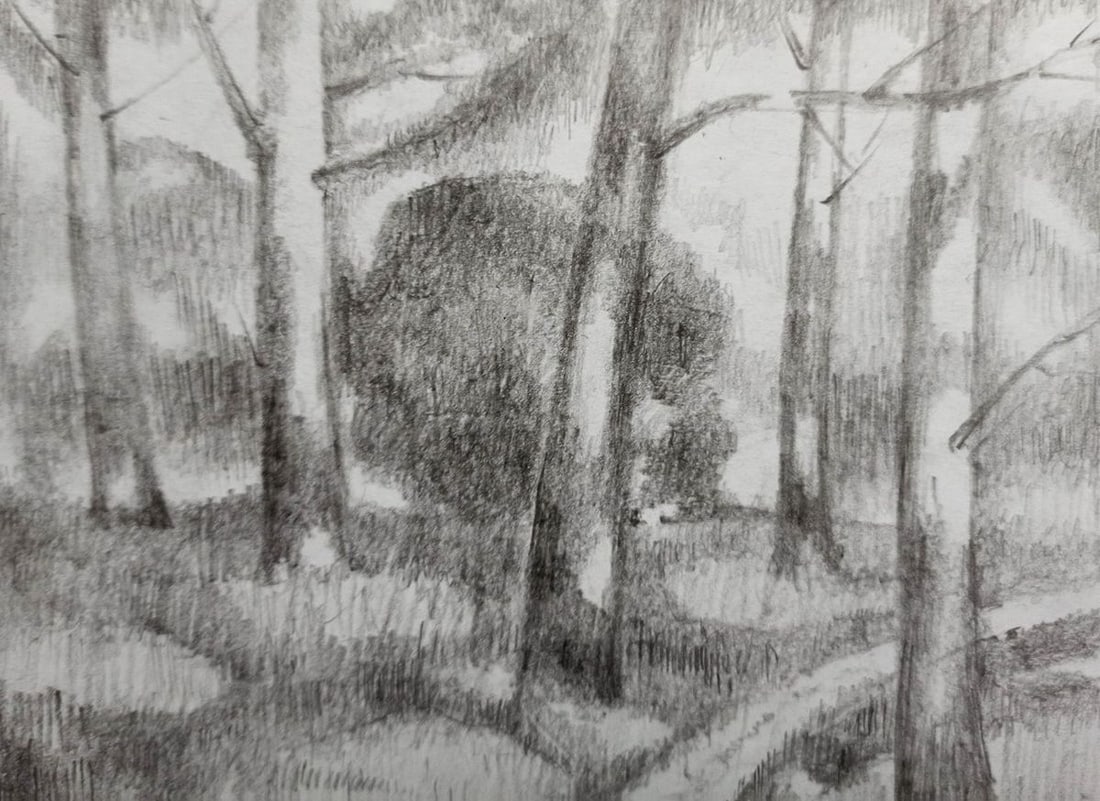 Pencil painting Road to the forest Peter Tovpev - 2