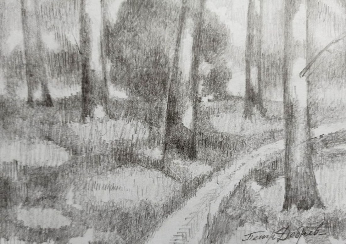 Pencil painting Road to the forest Peter Tovpev - 3