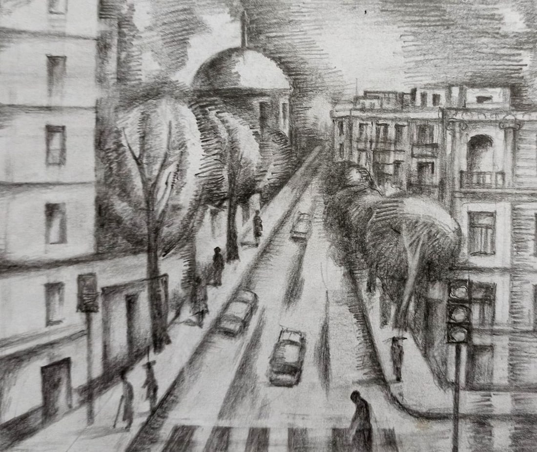 Pencil painting Urban landscape Peter Tovpev (1 of 4)