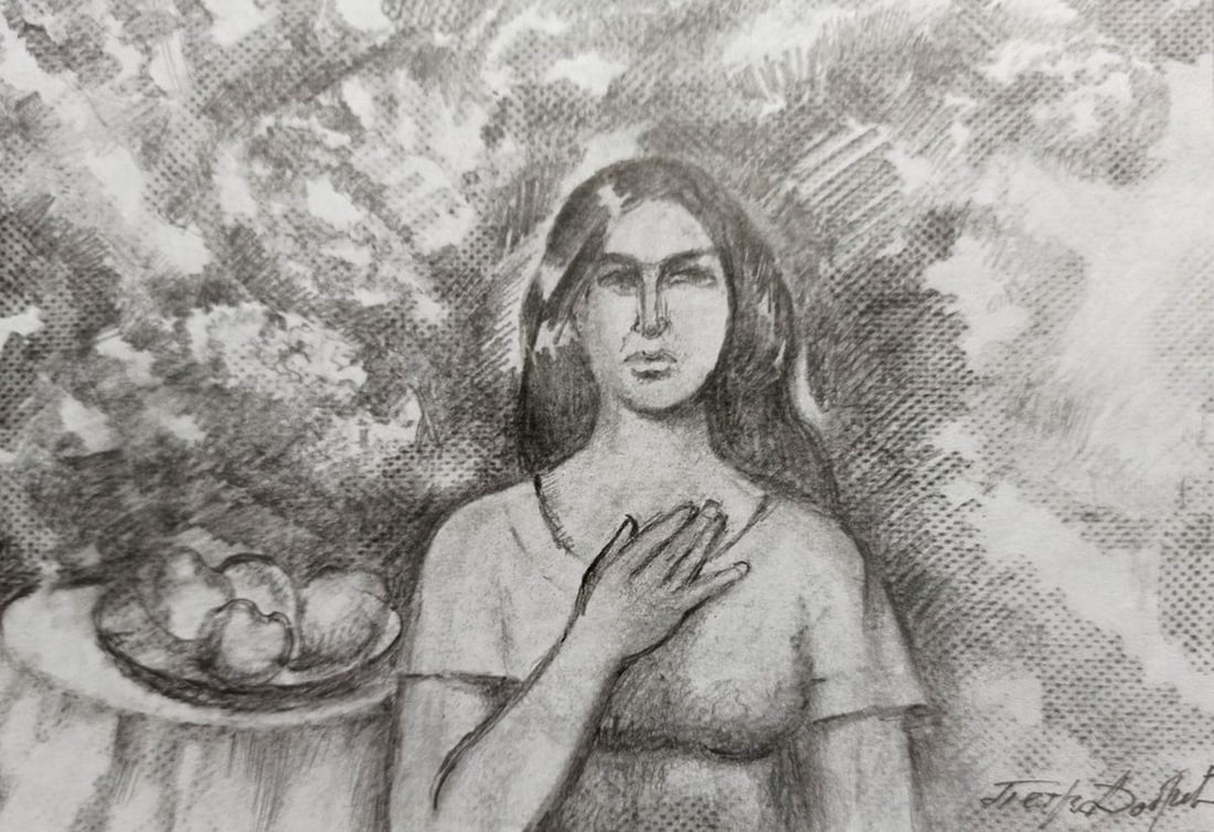 Pencil painting Portrait of a girl Peter Tovpev - 3