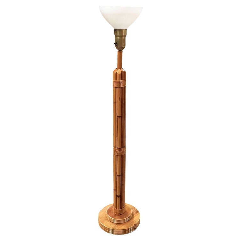 Restored 8-Strand Rattan Lamp W/ Stepped Base (1 of 7)