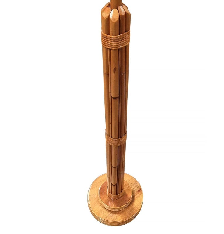 Restored 8-Strand Rattan Lamp W/ Stepped Base - 3