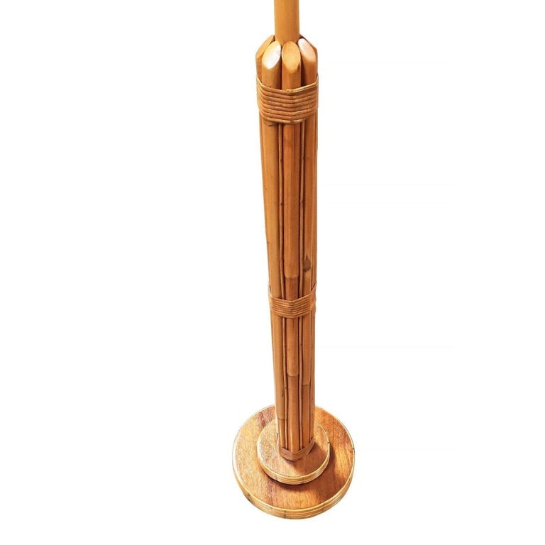 Restored 8-Strand Rattan Lamp W/ Stepped Base - 4