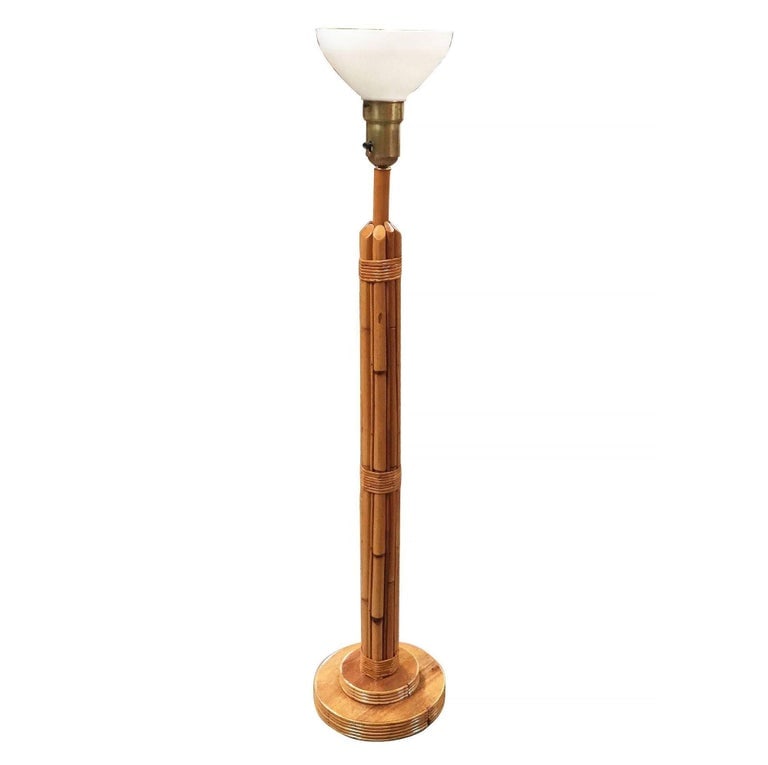 Restored 8-Strand Rattan Lamp W/ Stepped Base - 7