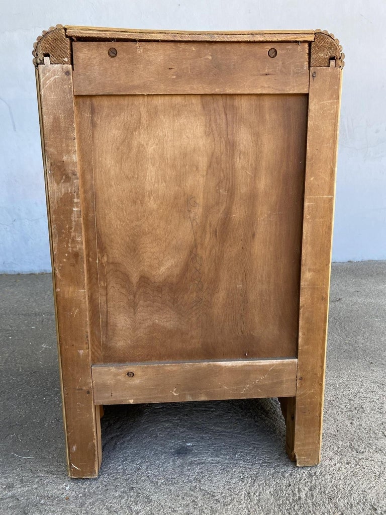 Restored Streamline Stick Reed Rattan Side Table with Grass Mat Coverings - 7