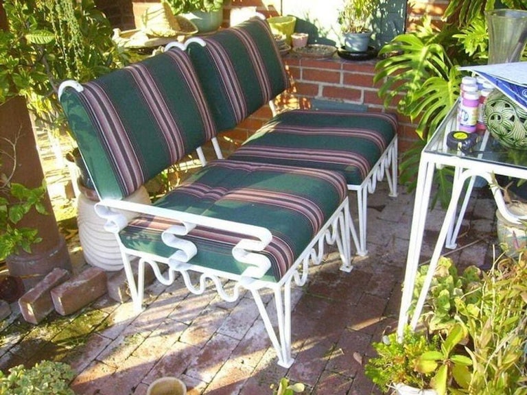 Restored Rare 14 Piece M√©andre Outdoor Patio Set by Walter Lamb for Pacific Iron - 7
