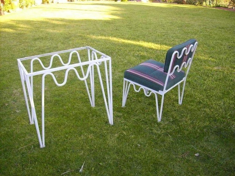 Restored Rare 14 Piece M√©andre Outdoor Patio Set by Walter Lamb for Pacific Iron - 9