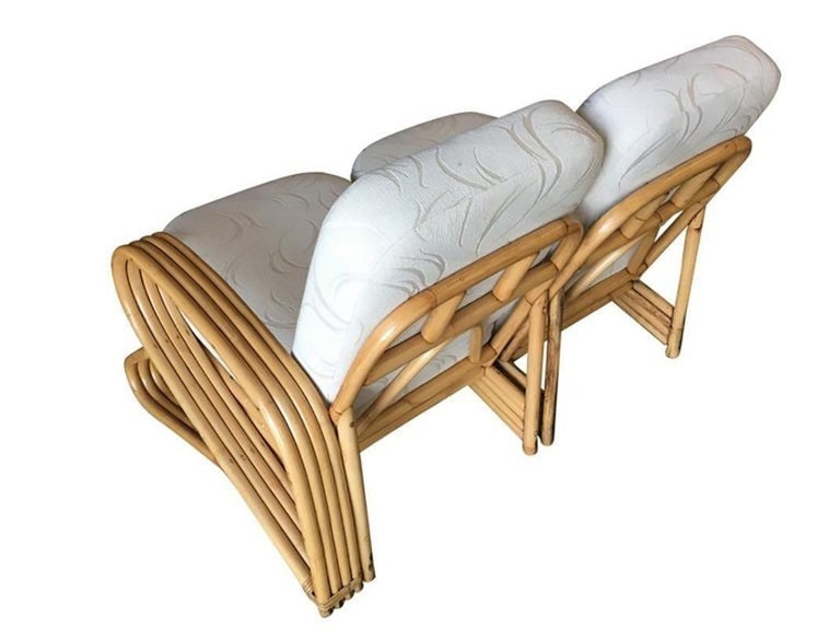Restored Quad Strand "R" Arm 2 Seat Rattan Corner Sofa with Side Table - 5