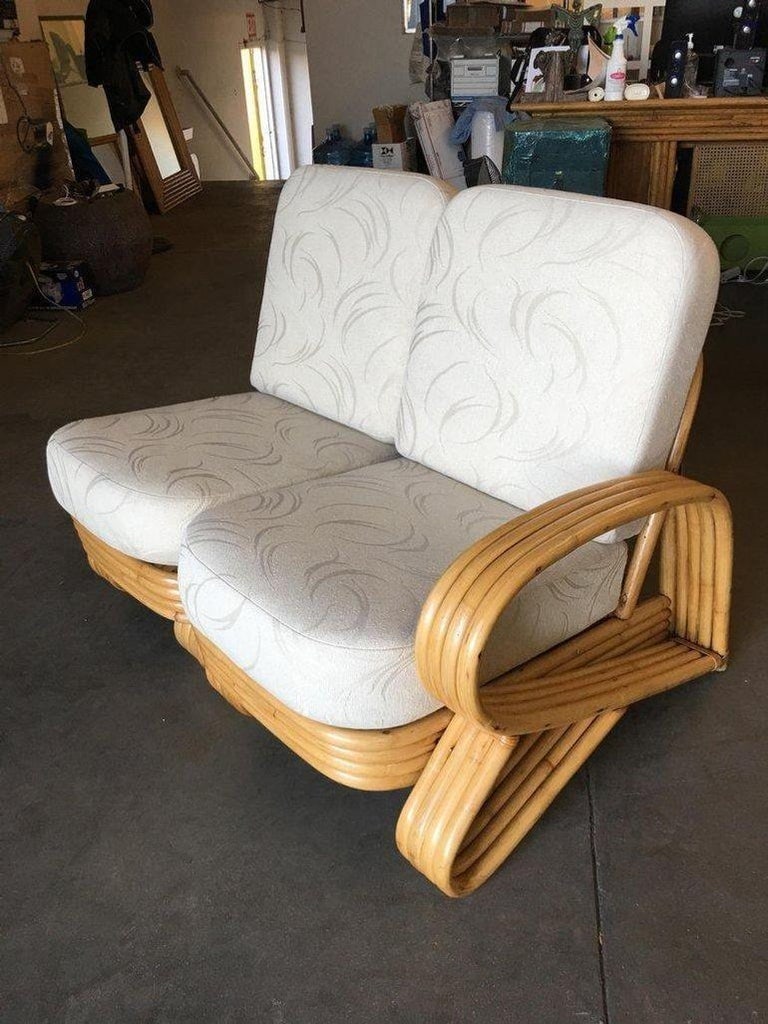 Restored Quad Strand "R" Arm 2 Seat Rattan Corner Sofa with Side Table - 6