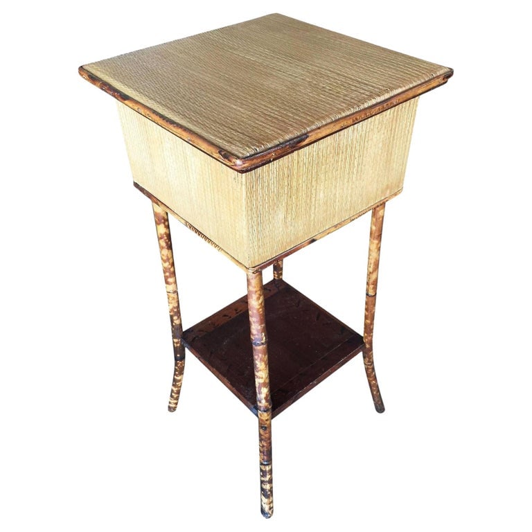 Restored Tiger Bamboo Tortoise Pedestal W/ Storage Box - 2