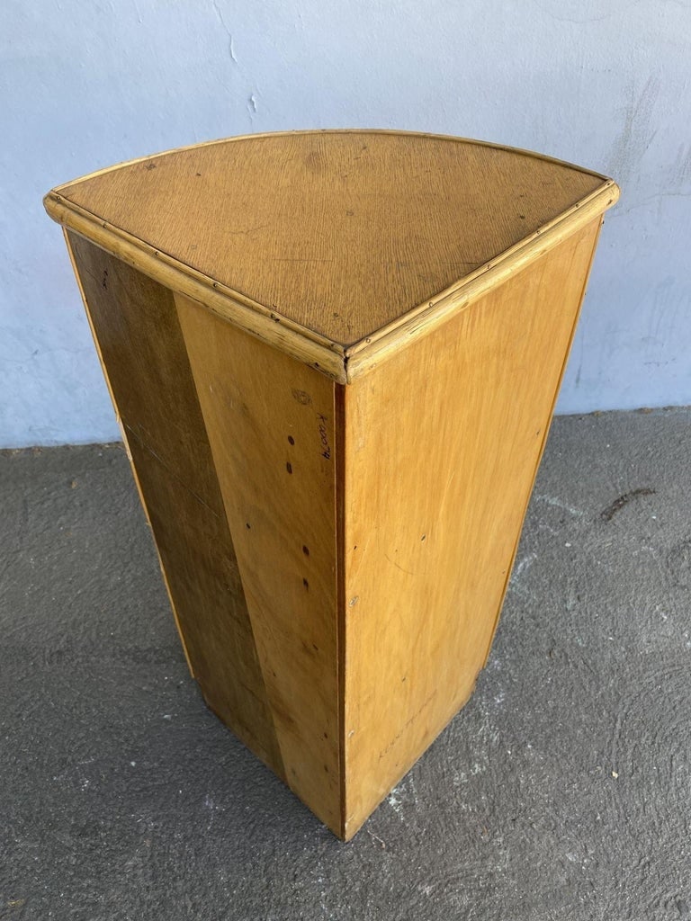 Restored Tropical Koa Wood Corner Shelf W/ Rattan Boarder - 9