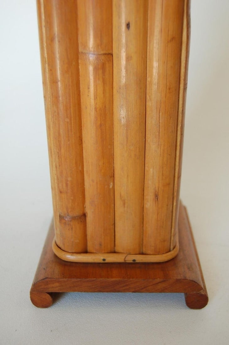 Pair of Restored Demi Inspired Rattan and Mahogany Table Lamps, Pair - 7