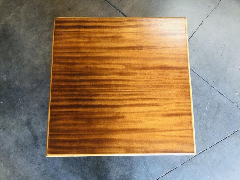 Restored Large "x" Base Rattan Coffee Table W/ Mahogany Top - 4